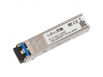 MikroTik S-31DLC20D SFP, Single-Mode Fiber, Dual LC, 10/100/1000 Mbit/s, Wavelength 1310 nm, Maximum transfer distance 20000 m, 