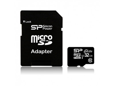 Silicon Power Elite UHS-I 32 GB, MicroSDHC, Flash memory class 10, SD adapter