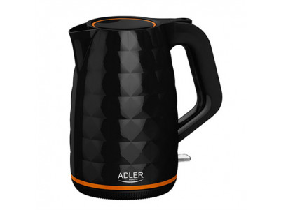 Adler Kettle AD 1277 Standard, Plastic, Black, 2200 W, 360 rotational base, 1.7 L