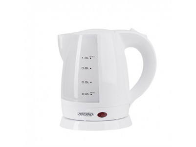 Mesko Kettle MS 1276 Standard, Plastic, White, 1600 W, 360 rotational base, 1 L