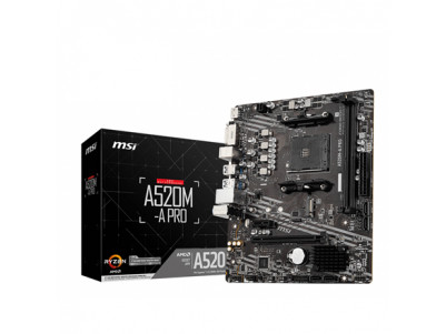 MSI A520M-A PRO Processor family AMD, Processor socket AM4, DDR4, Memory slots 2, Chipset AMD A, Micro ATX