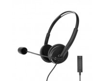 Energy Sistem Headset Office 2+ Black, USB and 3.5 mm plug, volume control, retractable boom mic.
