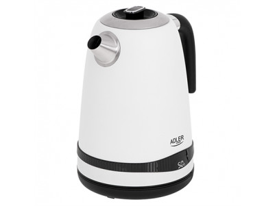 Adler Kettle AD 1295w Electric, 2200 W, 1.7 L, Stainless steel, 360 rotational base, White