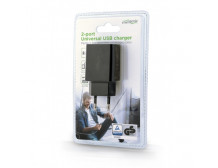 EnerGenie 2-port universal USB charger EG-U2C2A-03-BK Black