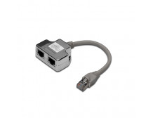 Digitus CAT 5e patch cable adapter, 2x CAT 5e, shielded DN-93904 Black, RJ45 socket to RJ45 plug, 0.19 m