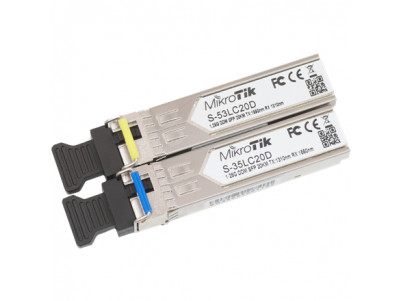 MikroTik Pair of SFP modules S-3553LC20D (S-35LC20D 1.25G SM 20km T1310nm/R1550nm + S-53LC20D 1.25G SM 20km T1550nm/R1310nm)