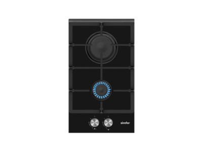 Simfer Hob H3.201.TGRSP Gas on glass, Number of burners/cooking zones 2, Mechanical, Inox/Black