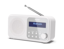 Sharp DR-P420(WH) Tokyo Portable Digital Radio, FM/DAB/DAB+, Bluetooth 5.0, USB or Battery Powered, Snowy White