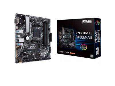 Asus PRIME B450M-A II Memory slots 4, Number of SATA connectors 6 x SATA III, max 128GB, Chipset AMD B, Processor family AMD, Mi