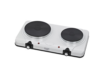 Adler Free standing table hob AD 6504 Number of burners/cooking zones 2, White, Electric stove, Electric