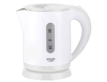 Adler Kettle AD 1371w Electric, 850 W, 0.8 L, Stainless steel/Polypropylene, 360 rotational base, White