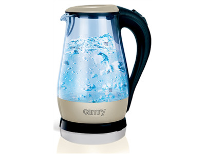 Camry CR 1251 Standard kettle, Glass, Glass/Black, 2000 W, 360 rotational base, 1.7 L