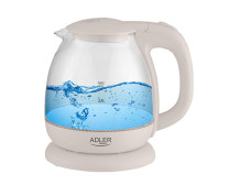 Adler Kettle AD 1283C Electric, 900 W, 1 L, Glass/Stainless steel, 360 rotational base, Cream