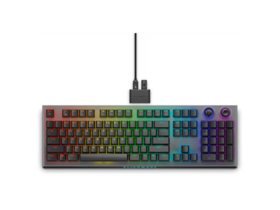 Dell Alienware Tri-Mode AW920K Wireless Gaming Keyboard, RGB LED light, US, Wireless, Dark Side of the Moon, Bluetooth, Numeric 