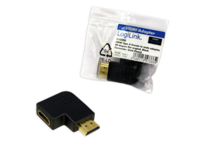 HDMI Adapter, AM to AF in 90 degree flat angled Logilink