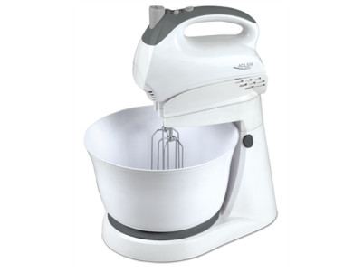 Adler Mixer AD 4202 Mixer with bowl, 300 W, Number of speeds 5, Turbo mode, White