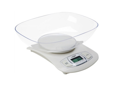 Adler AD 3137 Kitchen scales, Capacity 5 kg , Graduation 1g, Big LCD Display, Auto-zero/Auto-off, Large bowl, White Adler Adler 