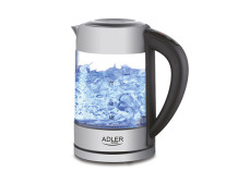 Adler Kettle AD 1247 NEW With electronic control, 1850 - 2200 W, 1.7 L, Stainless steel, glass, Stainless steel/Transparent, 360