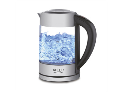 Adler Kettle AD 1247 NEW With electronic control, 1850 - 2200 W, 1.7 L, Stainless steel, glass, Stainless steel/Transparent, 360