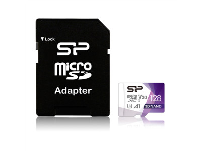 Silicon Power Superior Pro 128 GB, micro SDXC, Flash memory class 10, with Adapter, C10,UHS-I U3, A1, V30