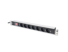 Digitus Aluminum outlet strip with switch DN-95402 Sockets quantity 7, 7x safety outlets 250VAC 50/60Hz / 16A / 4000W, 1U Alumin