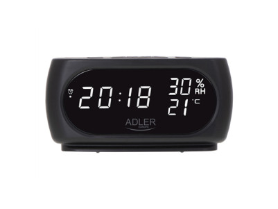 Adler Clock with Thermometer AD 1186 Black