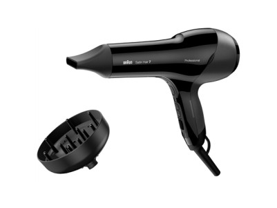 Braun Hair Dryer HD785 Satin Hair 7 SensoDryer 2000 W, Number of temperature settings 4, Ionic function, Diffuser nozzle, Black