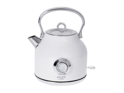 Adler Kettle with a Thermomete AD 1346w Electric, 2200 W, 1.7 L, Stainless steel, 360 rotational base, White