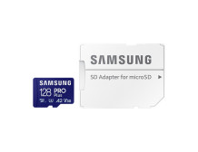 Samsung MicroSD Card with SD Adapter PRO Plus 128 GB, microSDXC Memory Card, Flash memory class U3, V30, A2, SD adapter