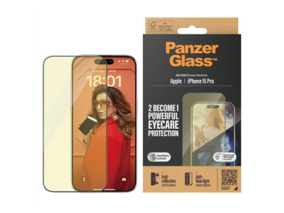 PanzerGlass Screen protector, Apple, iPhone 15 Pro, Glass, Clear, Eyecare