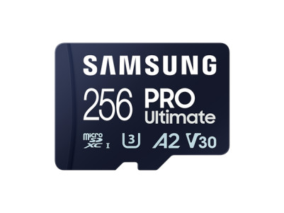 Samsung MicroSD Card with Card Reader PRO Ultimate 256 GB, microSDXC Memory Card, Flash memory class U3, V30, A2