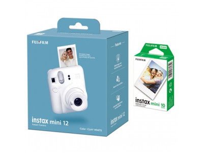 Fujifilm Instax Mini 12 Camera + Instax Mini Glossy (10pl) Caly White