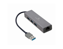 Cablexpert USB AM Gigabit network adapter with 3-port USB 3.0 hub A-AMU3-LAN-01 Black