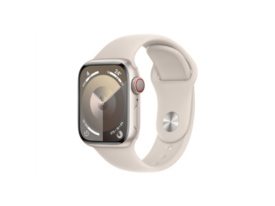 Apple Apple Watch Series 9 GPS + Cellular 41mm Starlight Aluminium Case with Starlight Sport Band - S/M