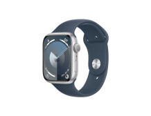 Apple Watch Series 9 GPS 45mm Silver Aluminium Case with Storm Blue Sport Band - M/L Apple