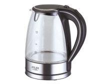 Adler Kettle AD 1225 Standard 2000 W 1.7 L Glass 360 rotational base Stainless steel/Black