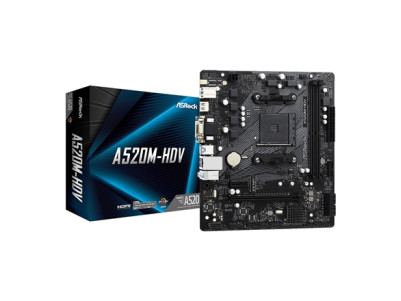 ASRock A520M-HDV Processor family AMD Processor socket AM4 DDR4 DIMM Memory slots 2 Supported hard disk drive interfaces SATA, M