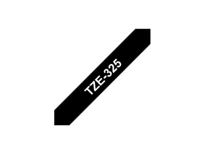 Brother | TZe-325 Laminated Tape | White on Black | TZe | 8 m | 9 cm