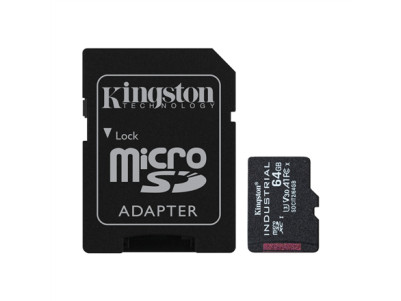 Kingston UHS-I | 64 GB | microSDHC/SDXC Industrial Card | Flash memory class Class 10, UHS-I, U3, V30, A1 | SD Adapter