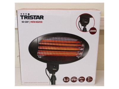 SALE OUT. OUT. Tristar KA-5287 Patio Heater, Black Tristar Heater KA-5287 Patio heater 2000 W Number of power levels 3 Suitable 