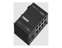 Teltonika TSW040 Unmanaged 8-port PoE+Industrial Switch, 2-pin industrial DC power socket, 7 57 VDC, PoE-out 44-57 VDC, DIN rail