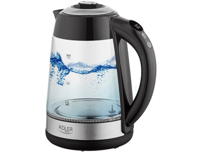 Adler | Kettle | AD 1285 | Electric | 2200 W | 1.7 L | Glass/Stainless steel | 360 rotational base | Grey
