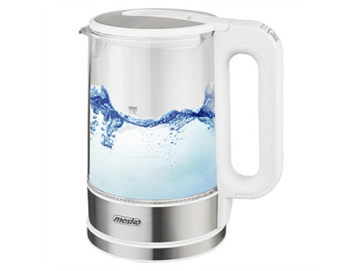 Mesko | Kettle | MS 1301w | Electric | 1850 W | 1.7 L | Glass/Stainless steel | 360 rotational base | White
