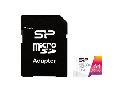 Silicon Power | microSDHC UHS-I Memory Card | Elite | 64 GB | microSDHC/SDXC | Flash memory class 10