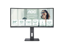 AOC CU34P3CV | 34 " | VA | 21:9 | 100 Hz | 4 ms | 3440 x 1440 pixels | HDMI ports quantity 1