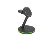 Raidsonic 3 in 1 wireless charging stand, magnetic, for mobile phone, earpods and smartwatch, Plastic | Icy Box IB-SH102-CH