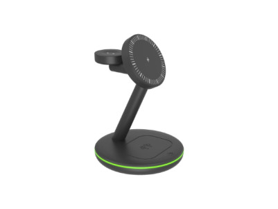 Raidsonic 3 in 1 wireless charging stand, magnetic, for mobile phone, earpods and smartwatch, Plastic | Icy Box IB-SH102-CH