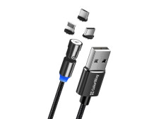 ColorWay Cable 3in1 (Lightning+MicroUSB+Type-C) Magnetic Rotation 540 2.4 , 1m | CW-CBUU037-BK