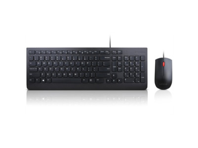 Lenovo | Essential | Essential Wired Keyboard and Mouse Combo - US English with Euro symbol | Black | Keyboard and Mouse Set | W