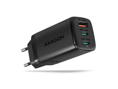 AXAGON GaN wallcharger 3x port (USB-A + 2x USB-C), 65W | ACU-DPQ65